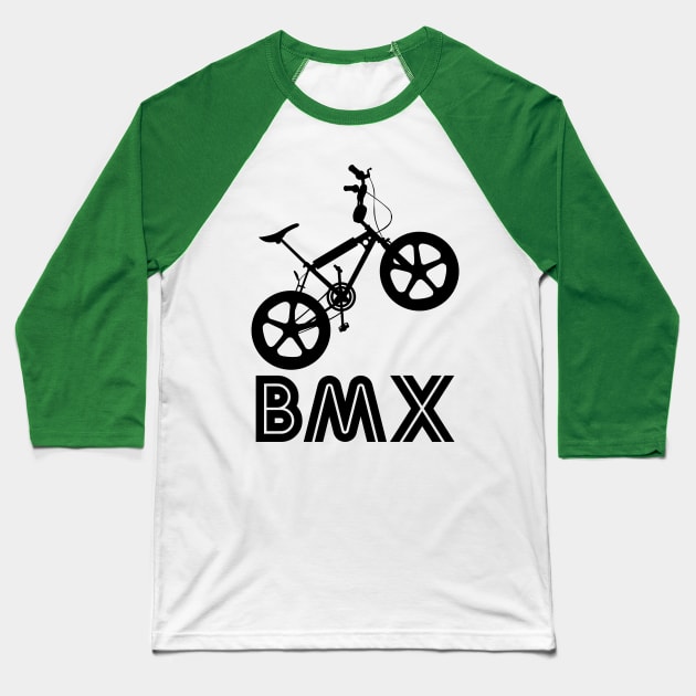 BMX Silhouette (Black) Baseball T-Shirt by Paulychilds